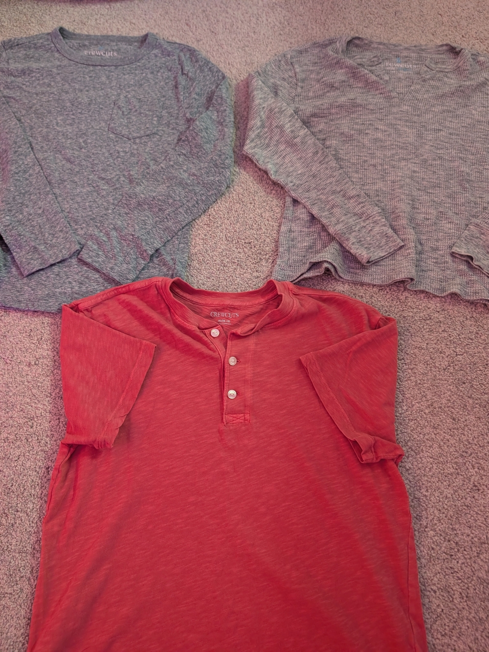 Crewcuts Red Henley and Gray Long Sleeve Shirts -Four